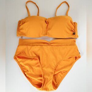 La Vie en Rose Aqua 2 Piece Bikini Set Size D Medium Orange Ribbed